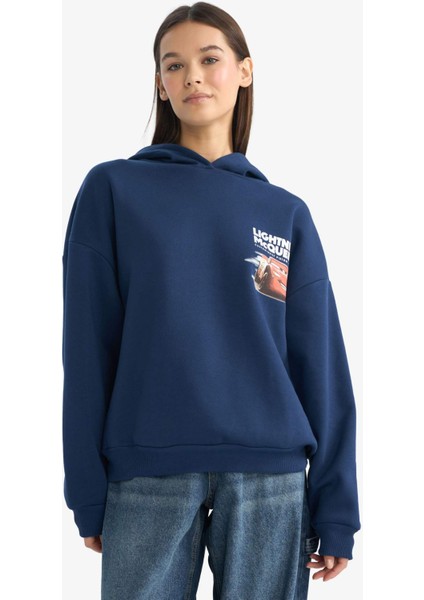 Cars Oversize Geniş Kalıp Kapüşonlu Sırt Baskılı Sweatshirt F9167AX25WN modelleri