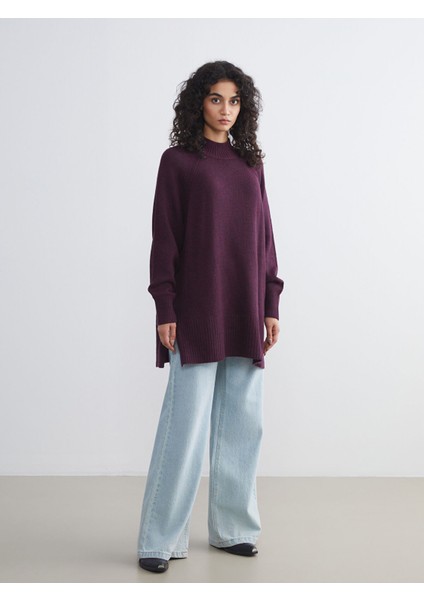 Yeni Sezon Dik Yaka Oversize Kadın Triko Tunik fiyatları