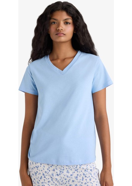 Pijama Takımı Regular Fit Kısa Kollu Üst Desenli Uzun Alt-Fall in Love F7544AX25AU modelleri