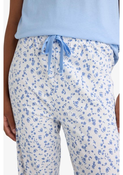 Pijama Takımı Regular Fit Kısa Kollu Üst Desenli Uzun Alt-Fall in Love F7544AX25AU