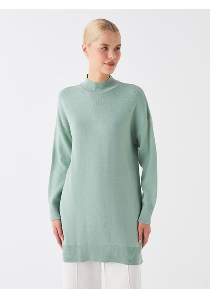 Yeni Sezon Yarım Balıkçı Yaka Oversize Kadın Triko Tunik