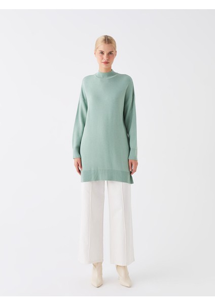 Yeni Sezon Yarım Balıkçı Yaka Oversize Kadın Triko Tunik modelleri