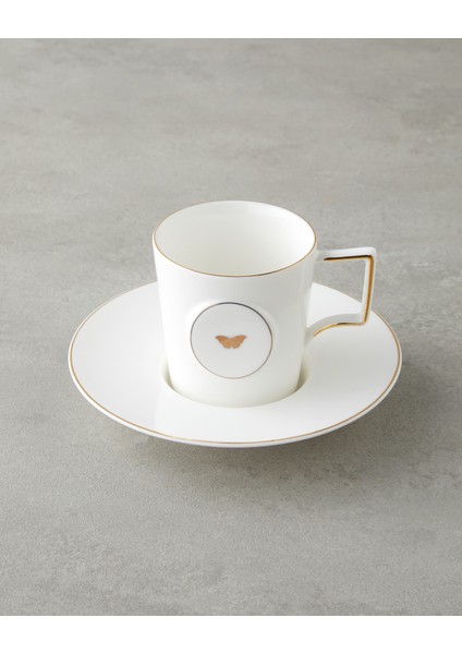Charmed Glow Porselen 4 Parça 2 Kişilik Double Kahve Fincan Takımı 155 ml Beyaz-Gold modelleri