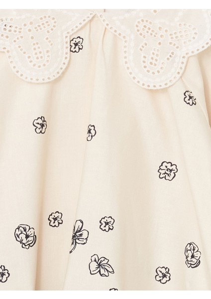 Yeni Sezon Bebe Yaka Uzun Kollu Çiçekli Kız Elbise fiyatları