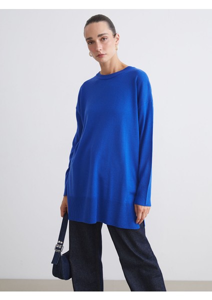 Yeni Sezon Bisiklet Yaka Kadın Triko Tunik