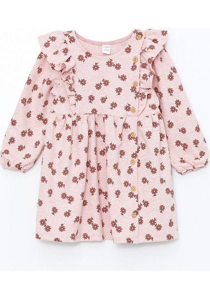 Yeni Sezon Bisiklet Yaka Çiçekli Kız Bebek Elbise