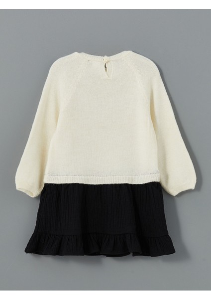 Yeni Sezon Bisiklet Yaka Triko Kurdele Detaylı Kız Bebek Elbise fiyatları