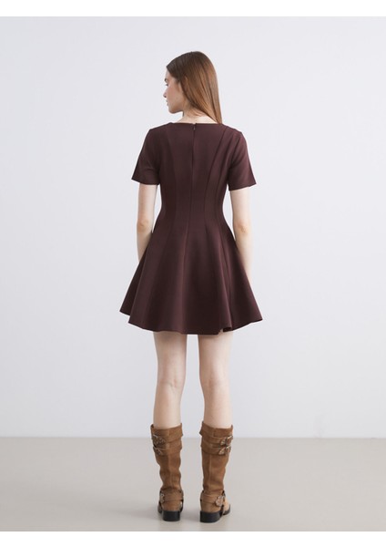 Yeni Sezon Bisiklet Yaka Peplum Mini Elbise fırsatları