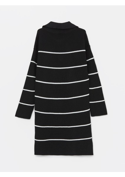Yeni Sezon Polo Yaka Çizgili Uzun Kollu Kız Çocuk Triko Elbise fiyatları