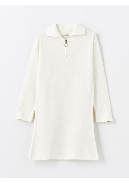 Yeni Sezon Polo Yaka Basic Uzun Kollu Kız Çocuk Triko Elbise
