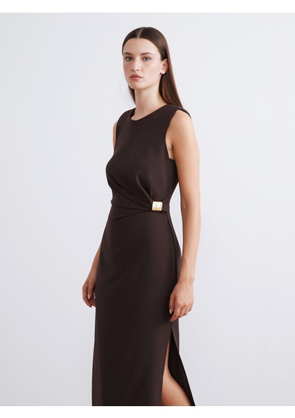 Yeni Sezon Bisiklet Yaka Büzgülü Belden Oturtmalı Elbise