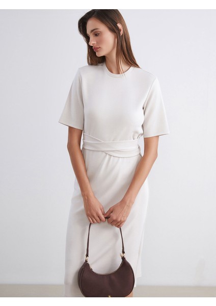 Yeni Sezon Bisiklet Yaka Kuşaklı Elbise fiyatları