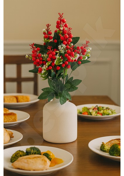 10 Dallı Kokina Çiçeği - Ekstra Gerçekçi - Tek Sap 10 Dal Yoğun Yaprak Çiçek ve Beyaz Çiçek 48 cm fiyatları