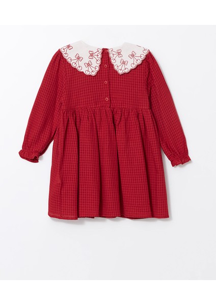 Yeni Sezon Bebe Yaka Nakışlı Kız Çocuk Elbise fiyatları