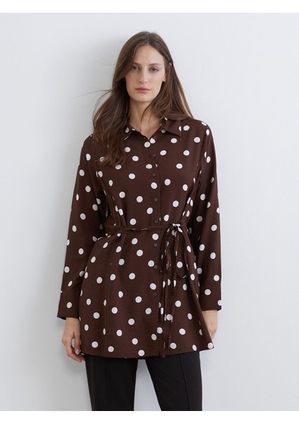 Yeni Sezon Puantiyeli Kadın Gömlek Tunik