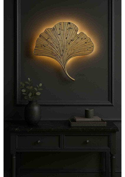 Mabet Yaprağı Aplik – 35×32 cm – Gold Siyah Damarlı – Pilli Işıklı modelleri