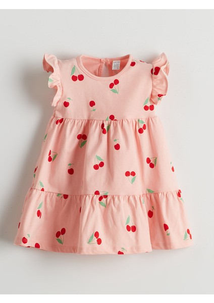 Yeni Sezon Kiraz Baskılı Kız Bebek Elbise