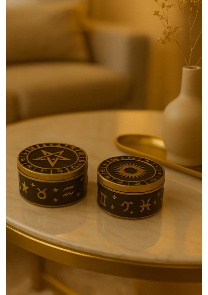 Astroloji Sembollü Kapaklı Soya Wax Mum – 4 Farklı Varyasyon | Döküm Seramik Tozu modelleri
