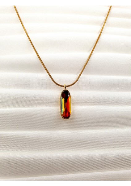 Renk Geçişli Dikey Taşlı Kolye – Altın Renk Yılan Zincir fiyatları