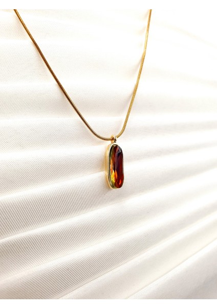 Renk Geçişli Dikey Taşlı Kolye – Altın Renk Yılan Zincir modelleri