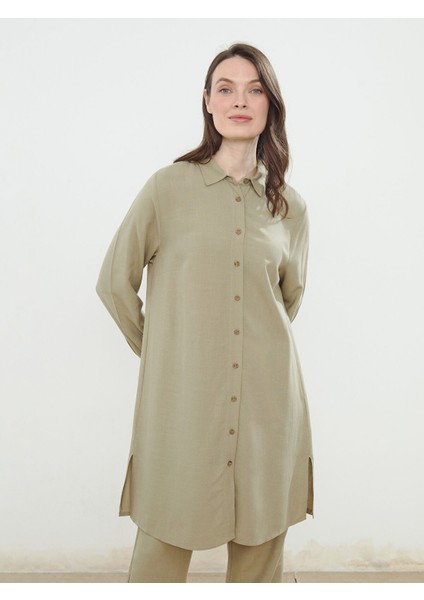 Yeni Sezon Keten Karışımlı Kadın Gömlek Tunik