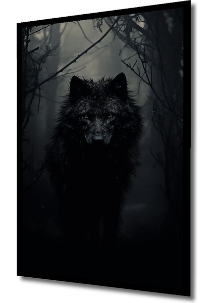 Çerçeve Görünümlü Karanlık Orman Kurt Ahşap Mdf Dekoratif Ev Duvar Tablo Dikdörtgen Ev Duvar Tablo fiyatları