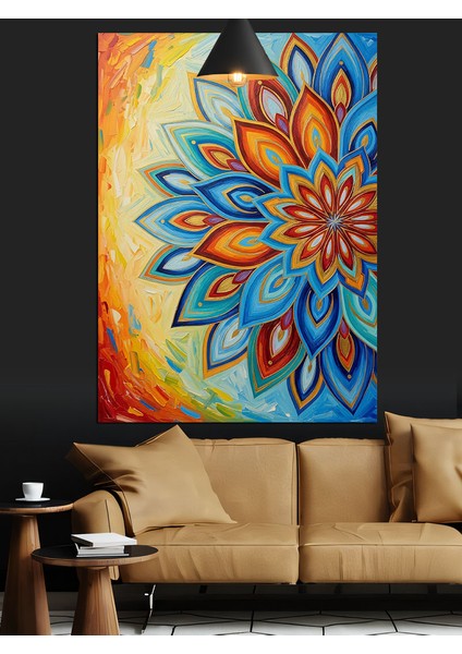Çiçekli Mandala Soyut Sanat Dekoratif Kanvas - Mdf Ahşap Tablo fiyatları