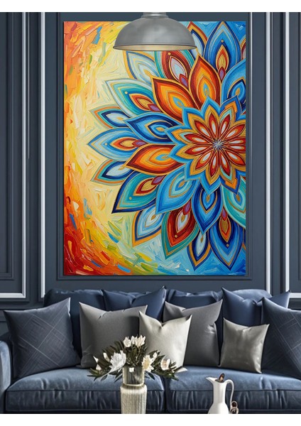 Çiçekli Mandala Soyut Sanat Dekoratif Kanvas - Mdf Ahşap Tablo fırsatları