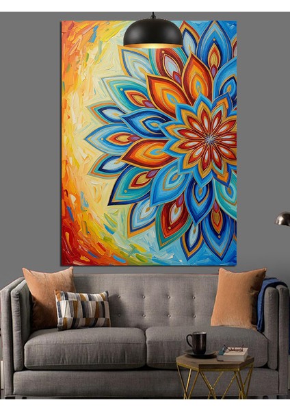 Çiçekli Mandala Soyut Sanat Dekoratif Kanvas - Mdf Ahşap Tablo indirimleri