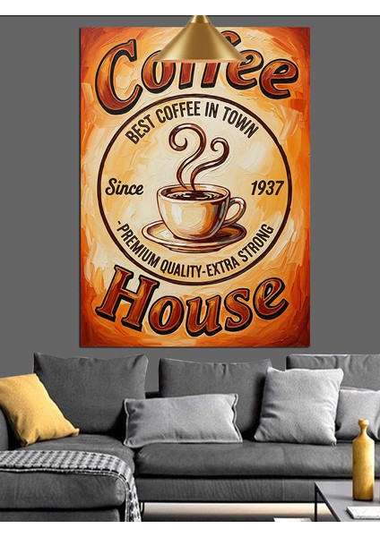 Vintage Kahve Reklamı Posteri Dekoratif Kanvas - Mdf Ahşap Tablo