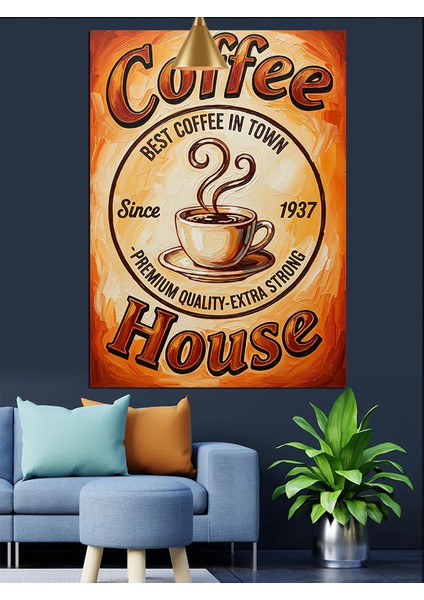Vintage Kahve Reklamı Posteri Dekoratif Kanvas - Mdf Ahşap Tablo fırsatları