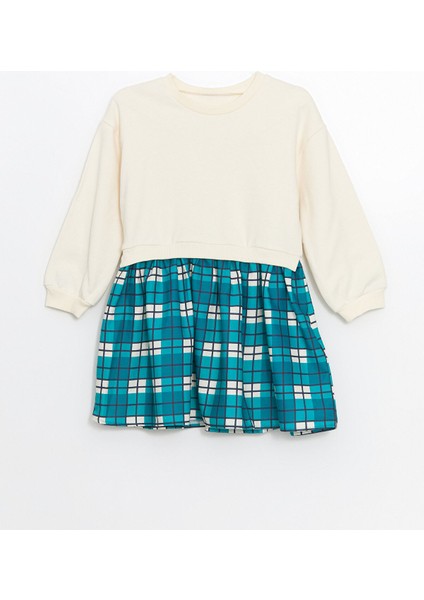 Yeni Sezon Bisiklet Yaka Kız Çocuk 3 Iplik Elbise