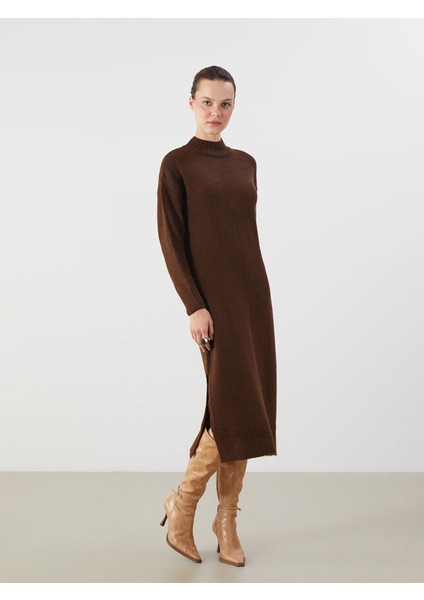 Yeni Sezon Yarım Balıkçı Yaka Kadın Triko Elbise