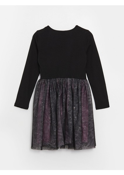 Yeni Sezon Bisiklet Yaka Baskılı Uzun Kollu Kız Çocuk Elbise fiyatları