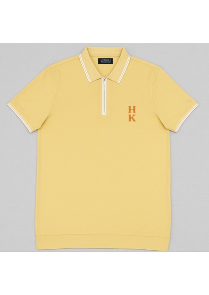 Kişiye Özel Nakışlı Kısa Kollu Ribana Yaka Likralı Premium Soft Sarı Tişört M modelleri