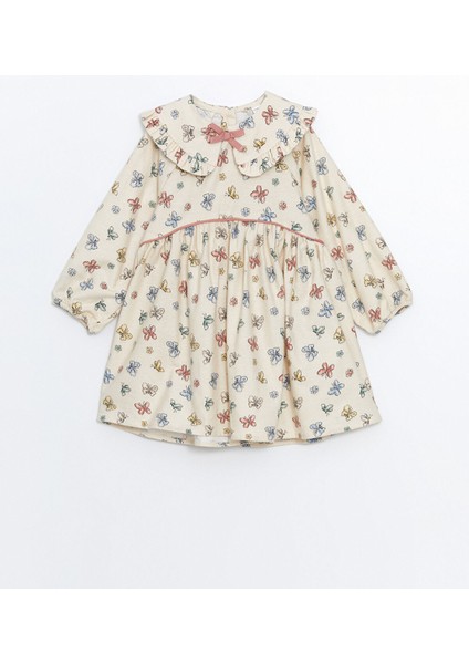 Yeni Sezon Uzun Kollu Baskılı Kız Çocuk Elbise