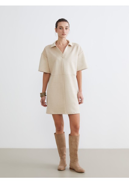 Yeni Sezon Gömlek Yaka Süet Mini Elbise