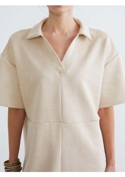 Yeni Sezon Gömlek Yaka Süet Mini Elbise modelleri