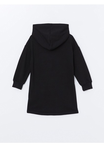 Yeni Sezon Kapüşonlu Baskılı Uzun Kollu Kız Çocuk Elbise modelleri