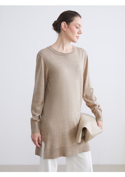 Yeni Sezon Bisiklet Yaka Kadın Triko Tunik