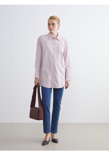 Yeni Sezon Çizgili Poplin Kadın Gömlek Tunik fiyatları