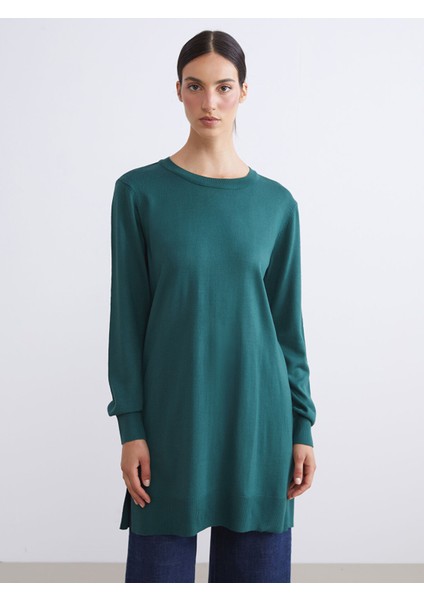 Yeni Sezon Bisiklet Yaka Kadın Triko Tunik