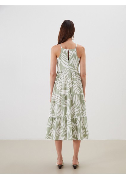 Yeni Sezon Halter Yaka Desenli Katkat Elbise fırsatları