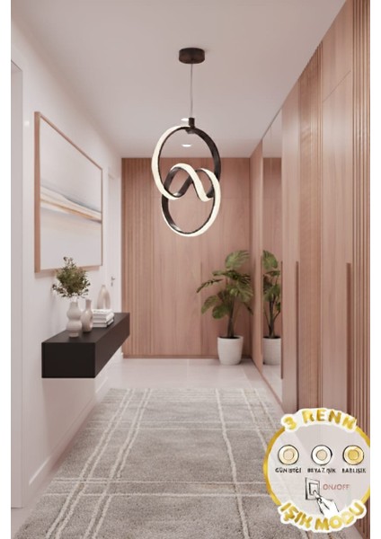 Orko Siyah Kasa 3 Renk Işıklı LED Avize (Kumandasız) fiyatları