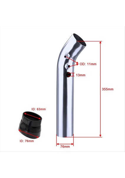 Evrensel 3inç Araba Hava Emme Borusu Modifikasyon Kiti Alüminyum Alaşım 76MM Emme Kanalı Borusu Kırmızı (Yurt Dışından) modelleri