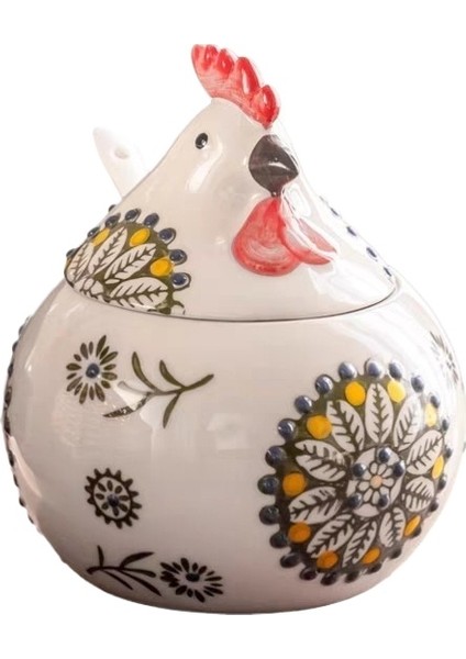 Tavuk Seramik Baharat Kavanoz Tuz Kavanoz Mutfak Ev Üst Düzey Baharat Kavanoz Nem Geçirmez Baharat Kutusu Baharatlı Kavanoz Kapak ve Kaşık (Yurt Dışından)