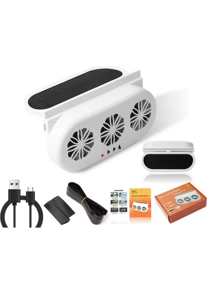 Araba Penceresi Egzoz Fanı Hava Sirkülasyonu Soğutucu Radyatör Fan Güneş Enerji Araba Fanı Enerji Tasarrufu Beyaz (Yurt Dışından)