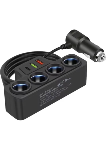 4 Cep Araç Çakası Çakan Sıçrama 12V-24V Telefon Güç Adaptörü 120W Qc3 0+Pd3 1A Araba Çakır Soket Fişi (Yurt Dışından)