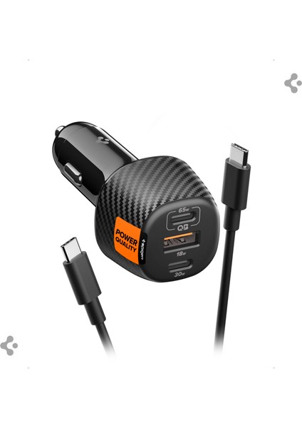 113W USB-C + USB-A 3 Port Araç içi Hızlı Şarj Aleti + 1 Metre 100W E-Mark Şarj Kablosu / PPS 2.0 Desteği Akım Korumalı Güç Adaptörü Çakmaklık iPhone & Android & iPad & MacBook EV1133 - ACP09543