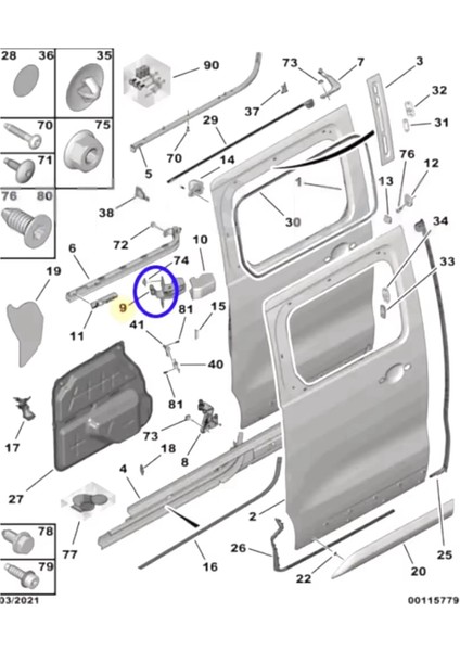 Peugeot Citroen Yedek Araba Aksesuarları Için Yeni Araba Menteşesi 9808074880 (Yurt Dışından)